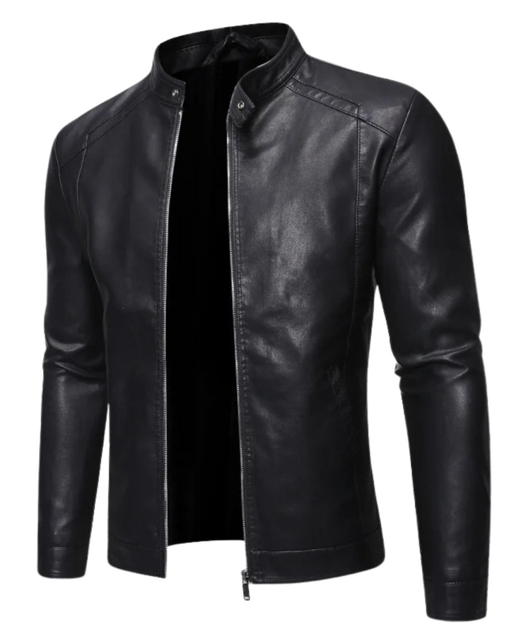 Daamian - Leder Jacke Mit Stehkragen