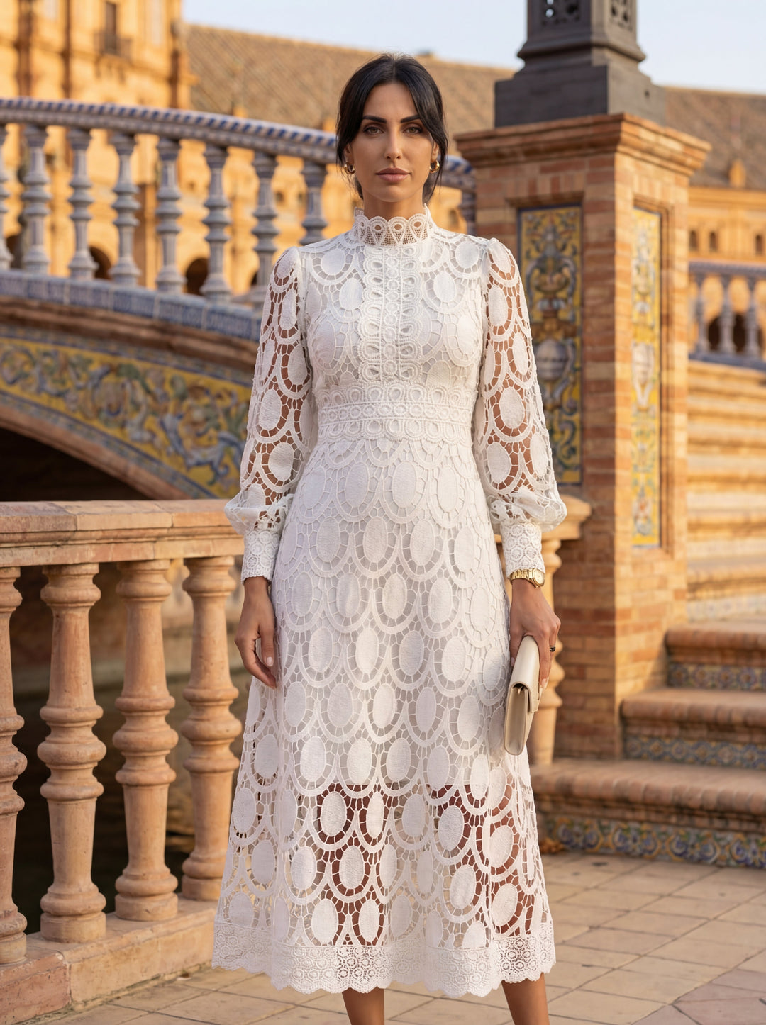 Maelle - Elegantes Langarm Kleid Aus Spitze