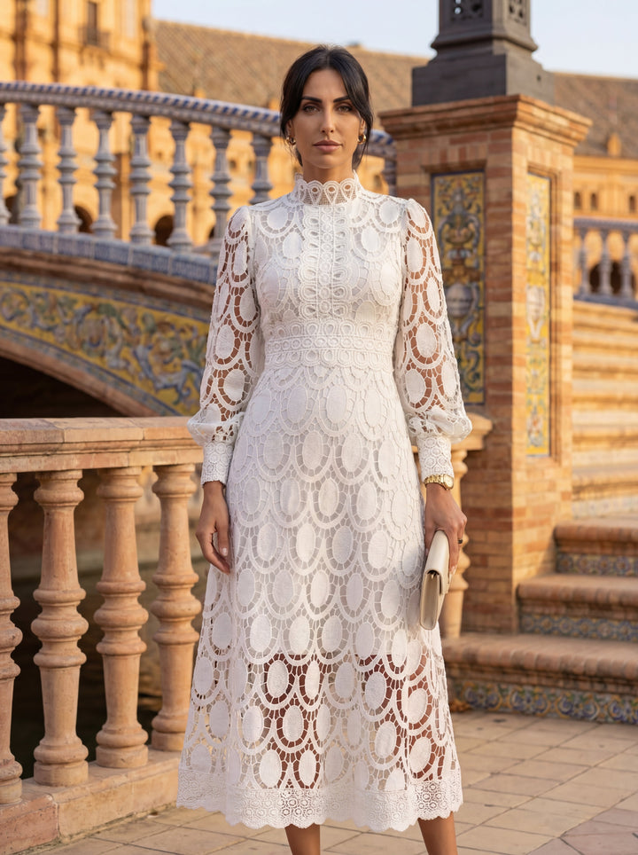 Maelle - Elegantes Langarm Kleid Aus Spitze