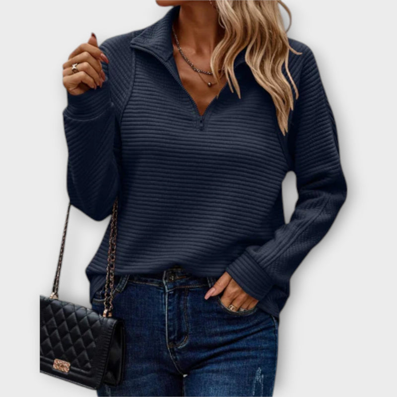 Romena - Pullover Mit Kragen Und Reißverschluss