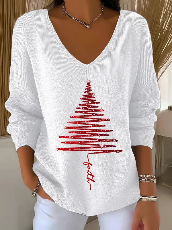 Cailee - Weihnachts-T-Hemd Mit V-Ausschnitt