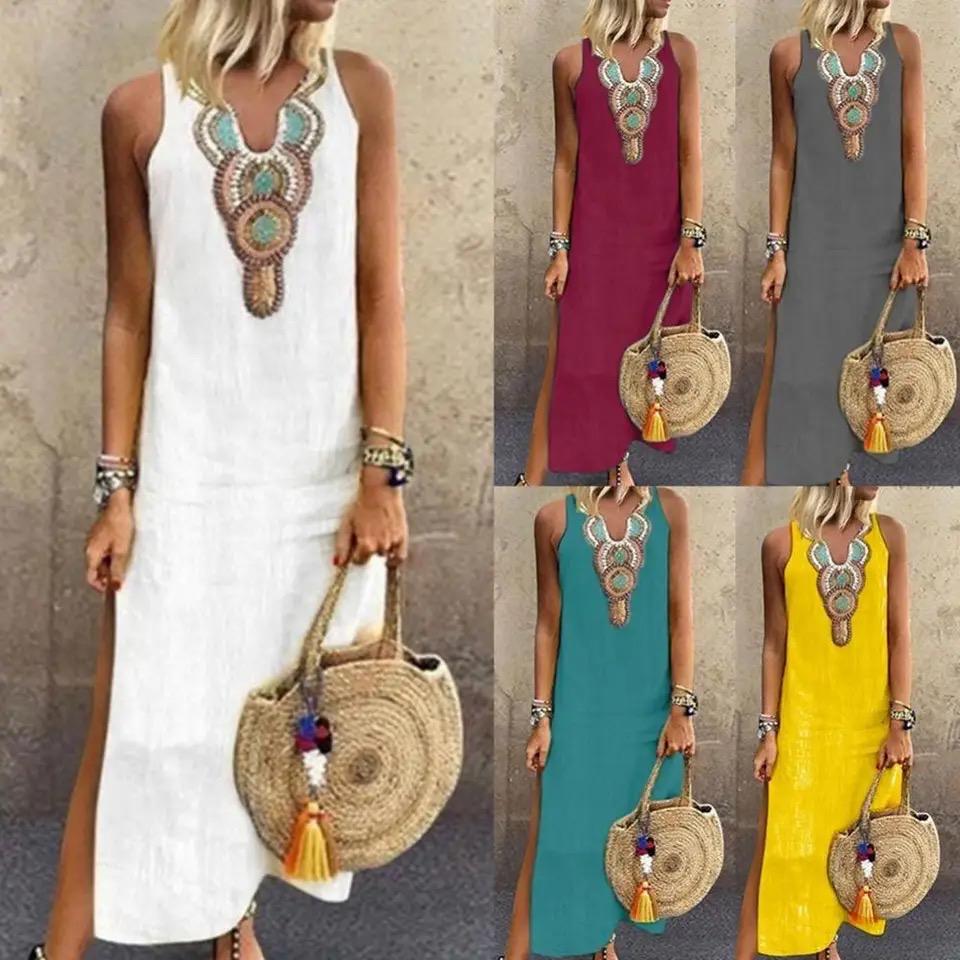 Sujin - Langes Leinen Kleid