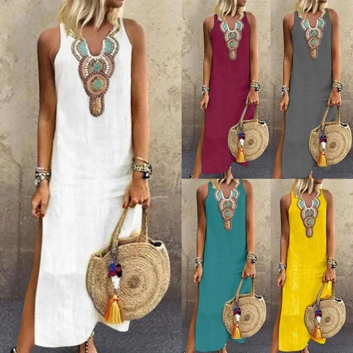 Sujin - Langes Leinen Kleid