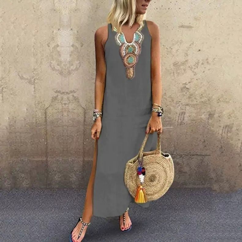 Sujin - Langes Leinen Kleid