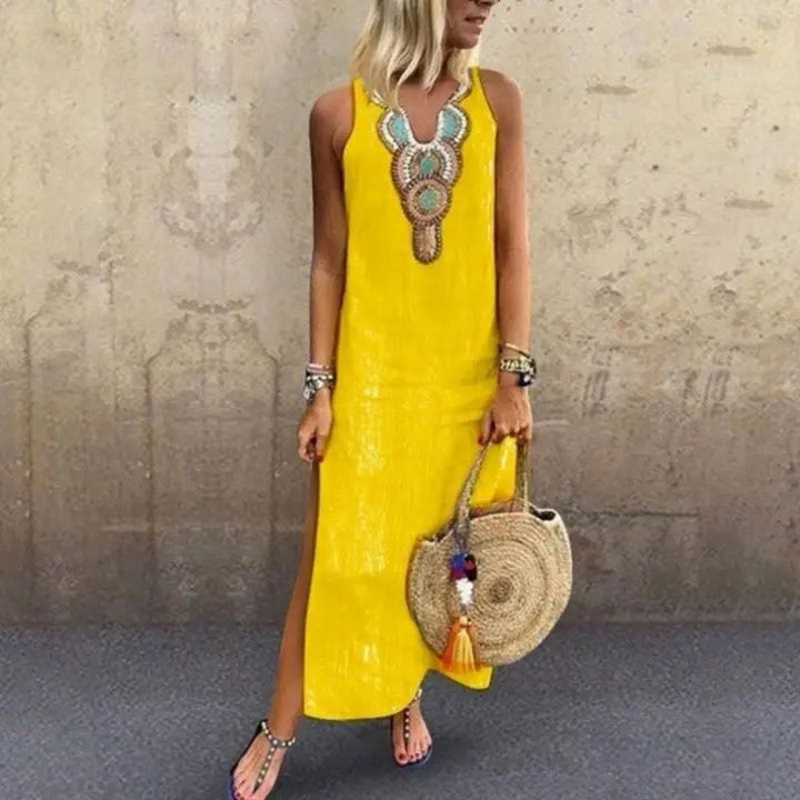 Sujin - Langes Leinen Kleid