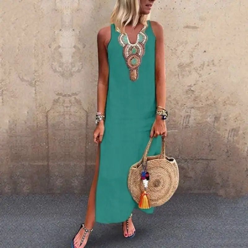 Sujin - Langes Leinen Kleid