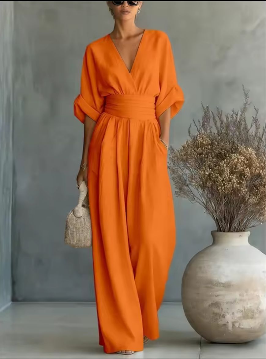 Aurore - Bequemer Jumpsuit Mit V-Ausschnitt
