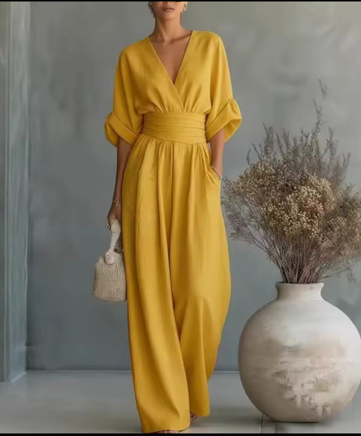 Aurore - Bequemer Jumpsuit Mit V-Ausschnitt
