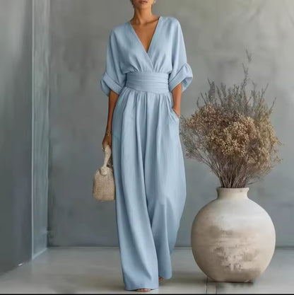 Aurore - Bequemer Jumpsuit Mit V-Ausschnitt
