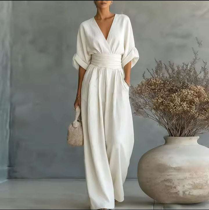 Aurore - Bequemer Jumpsuit Mit V-Ausschnitt