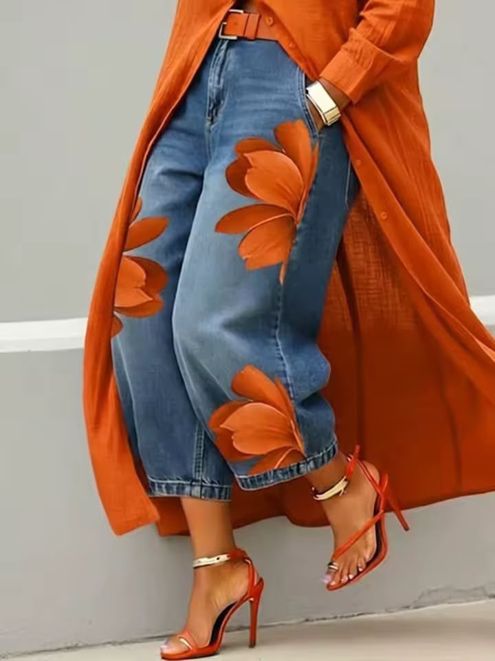 Makellah - Lässige Jeans mit Blumenmuster