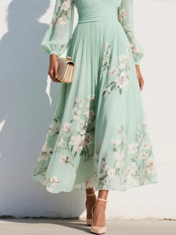 Evalyn – Maxikleid Aus Plissiertem Chiffon