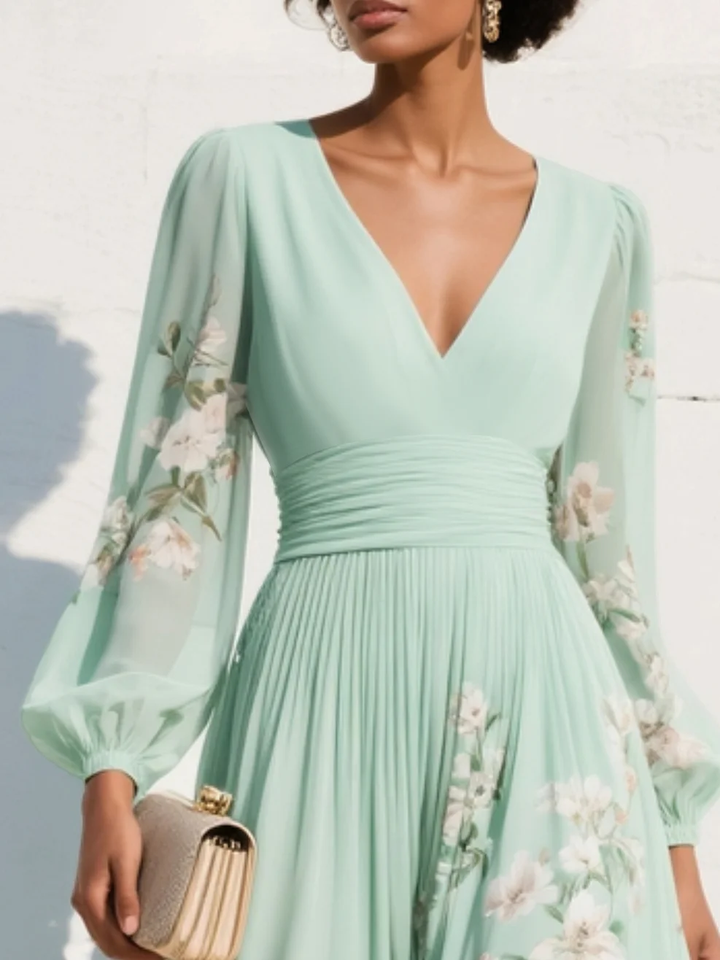 Evalyn – Maxikleid Aus Plissiertem Chiffon
