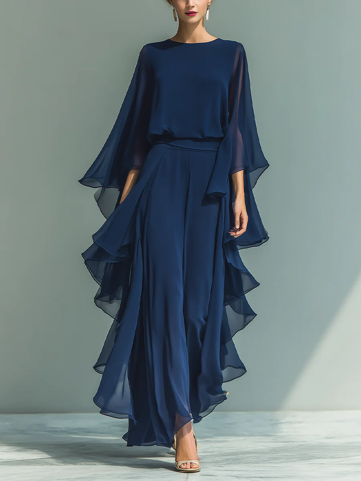 Elyssa – Elegantes Chiffon-Set Mit Rüschen