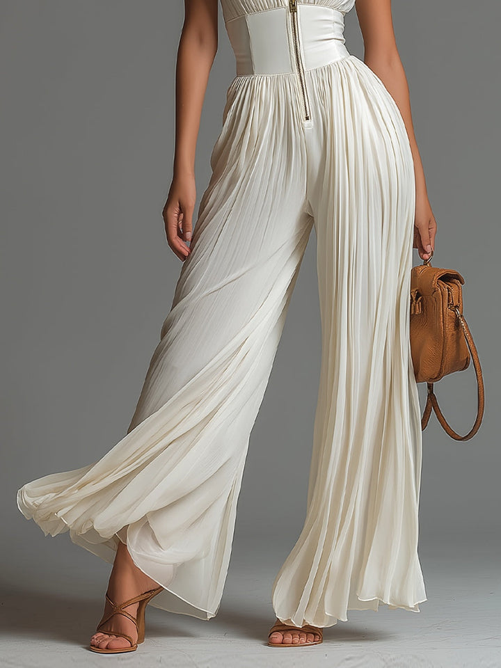 Natalien – Ärmelloser Jumpsuit mit Plissee und weitem Bein