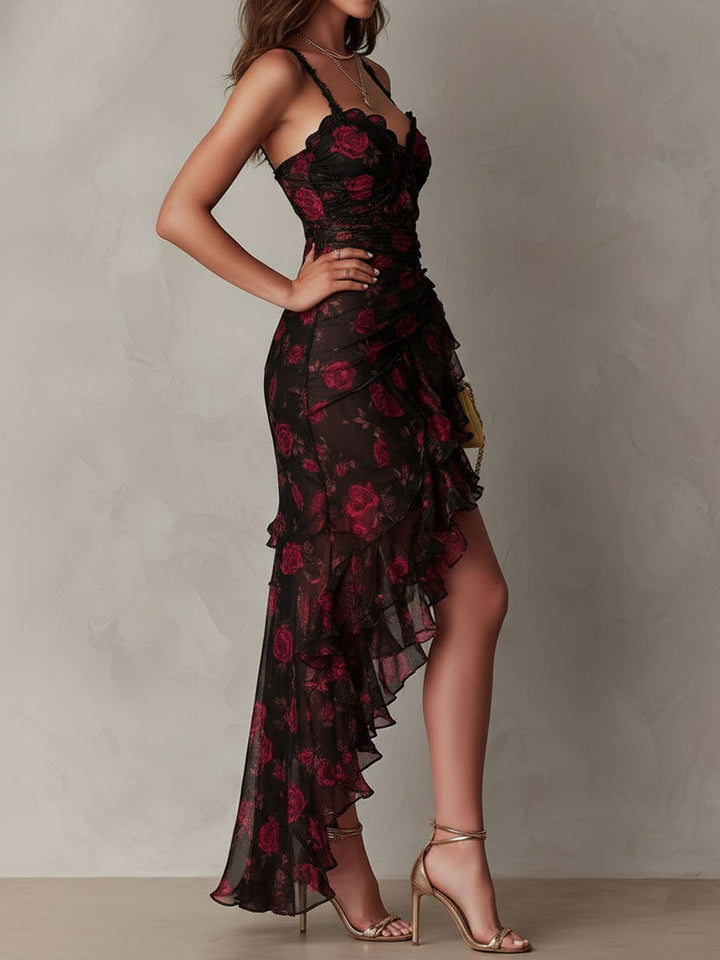 Deyna – Elegantes Blumen Kleid Mit Gerafftem Saum