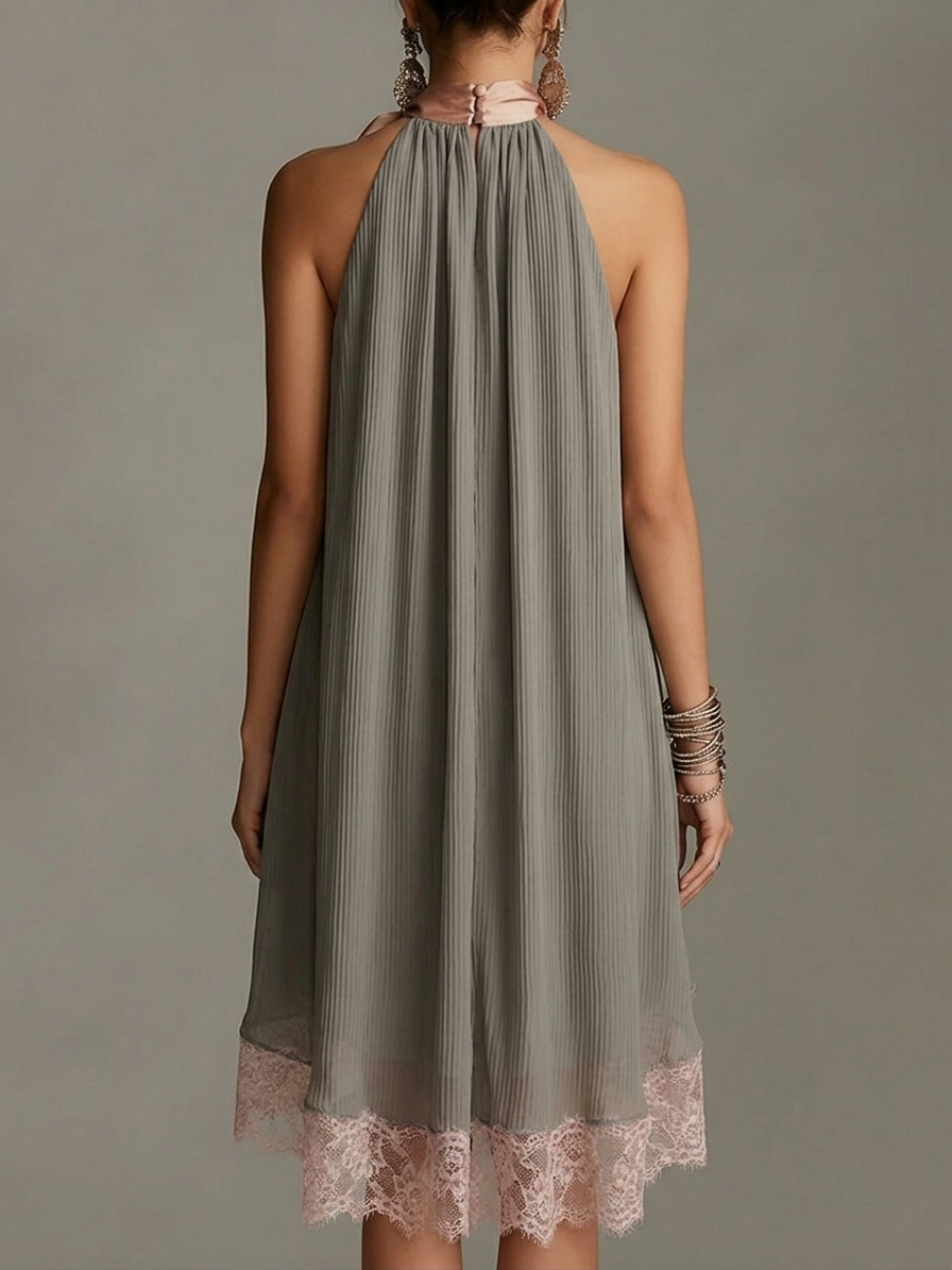 Robin – Satin-Minikleid mit rosa Schleife und Spitze