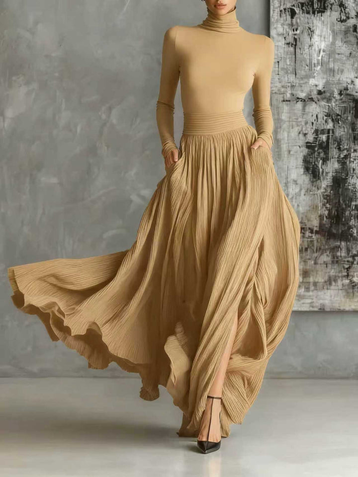 Keziah – Elegantes Langes Plissee Kleid