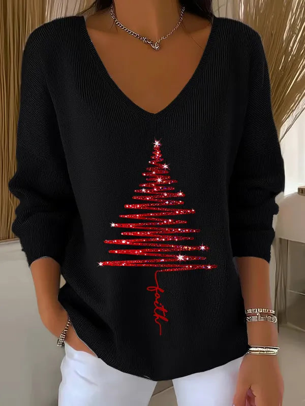 Cailee - Weihnachts-T-Hemd Mit V-Ausschnitt
