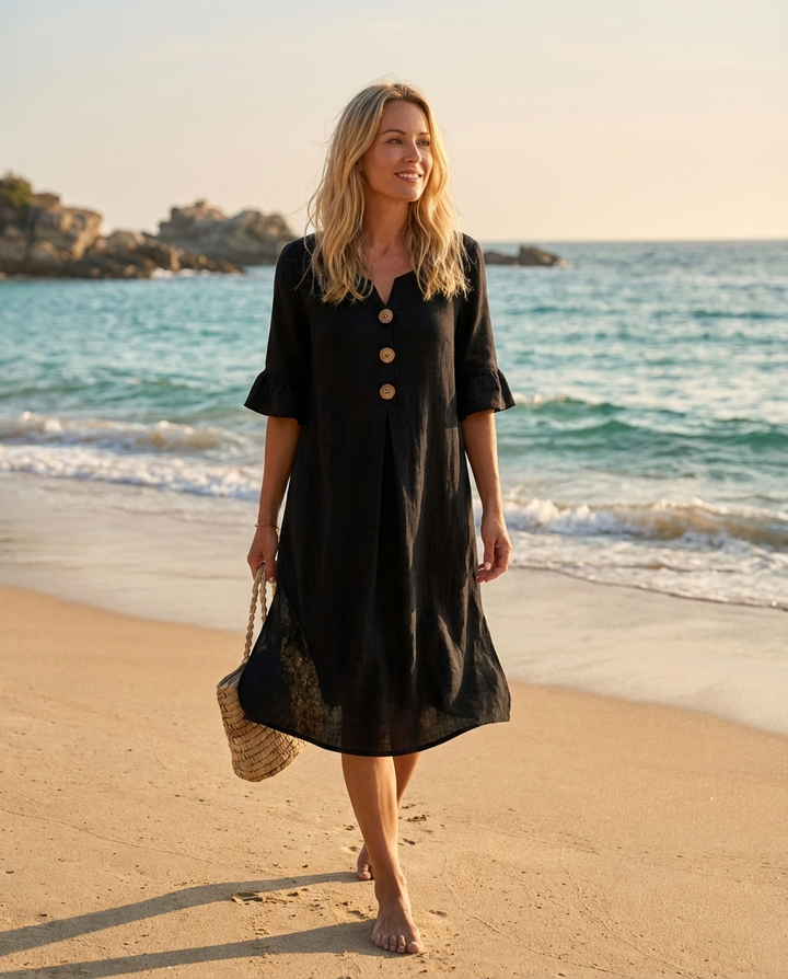 Marketa – Midi Kleid Aus Leinen