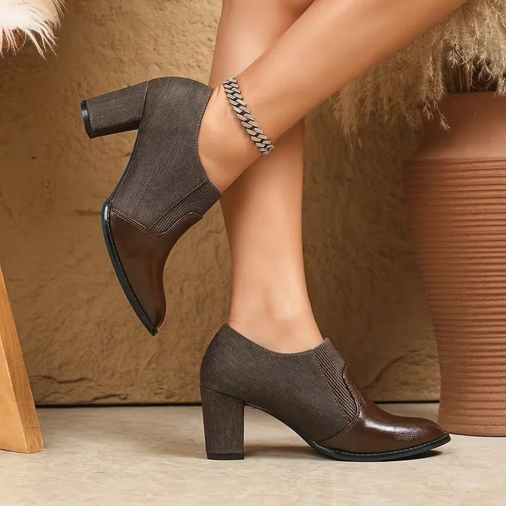 Shanika – Wildlederstiefel Mit Klobigem Absatz