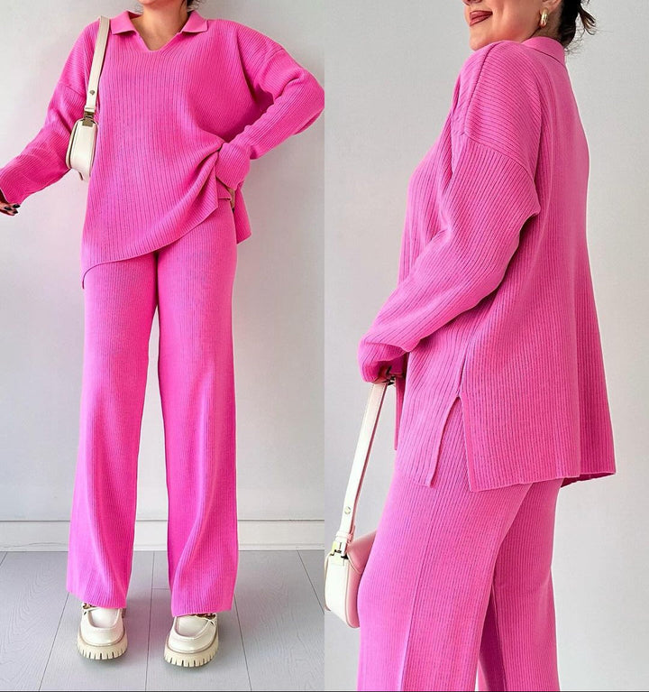 Alyana – Geripptes Gestricktes Zweiteiliges Lounge Set