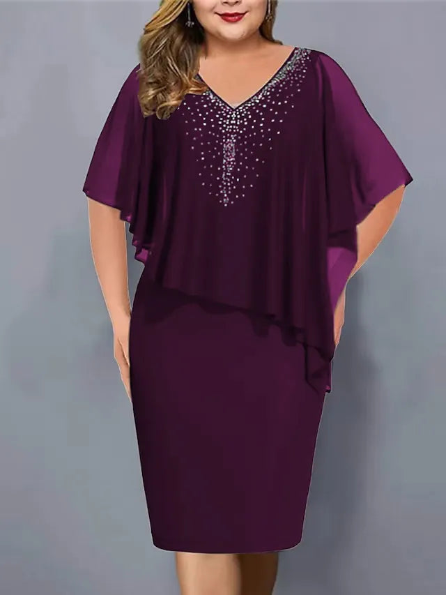 Amelie – Chiffon-kleid MIT V-ausschnitt Und Strassverzierung