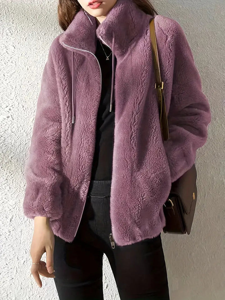 Maliza – Stilvolle Fleece Jacke Mit Fellbesatz