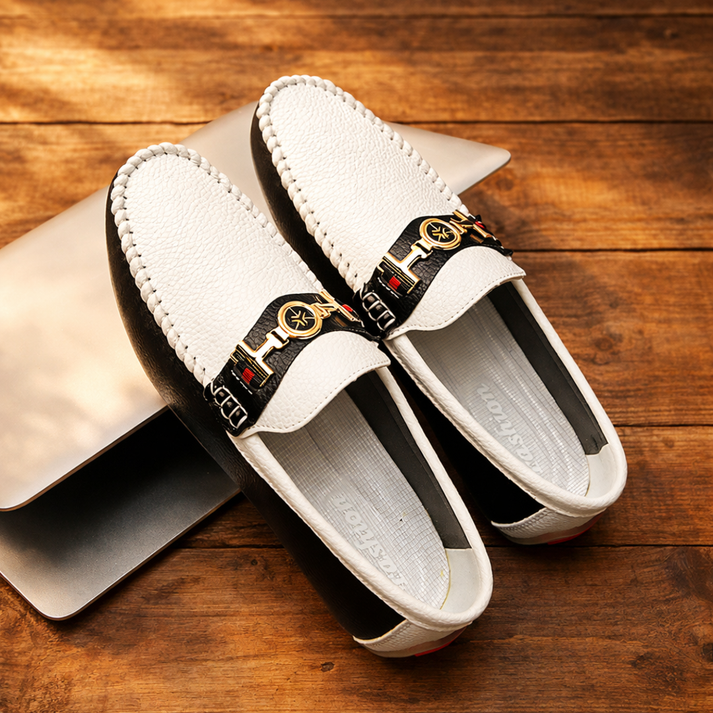 Stewart – Moderne Zweifarbige Leder Loafer