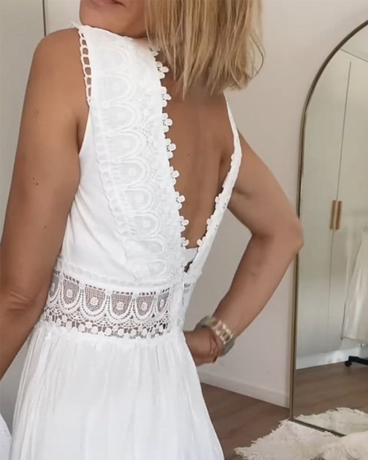 Papakosta – Elegantes ärmelloses Spitzen Kleid