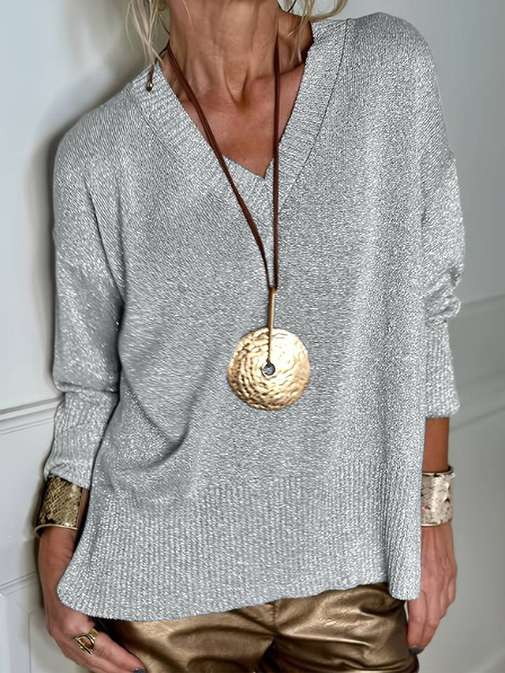 Migle - Langärmeliger Pullover Mit V-Ausschnitt