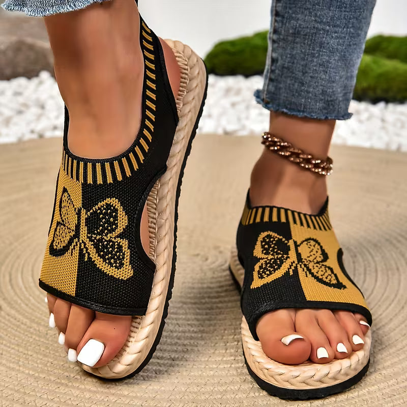khulood - Bequeme Flache Sandalen Mit Schmetterlingsmuster