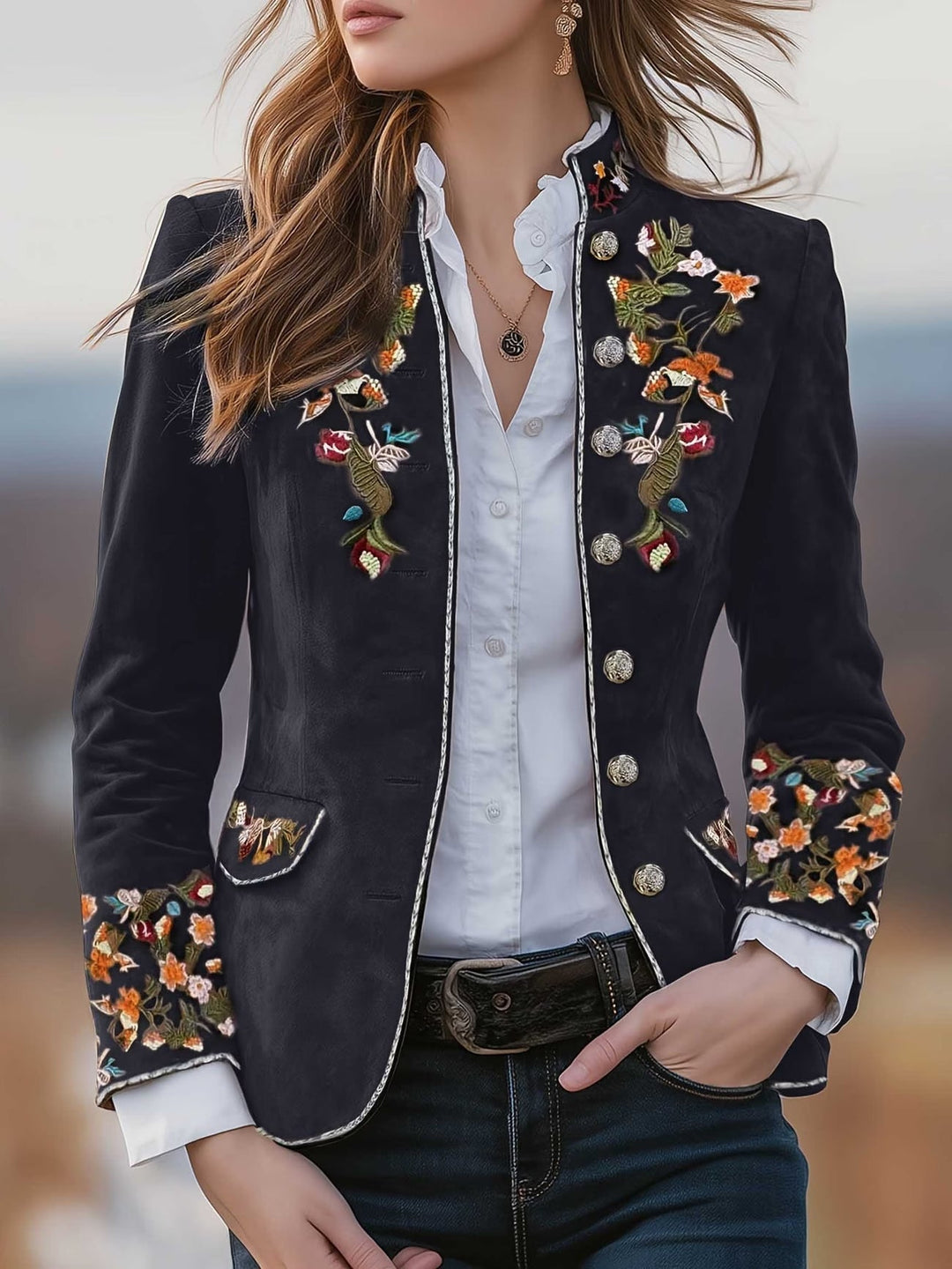 Anisaa – Elegante Jacke Mit Stehkragen