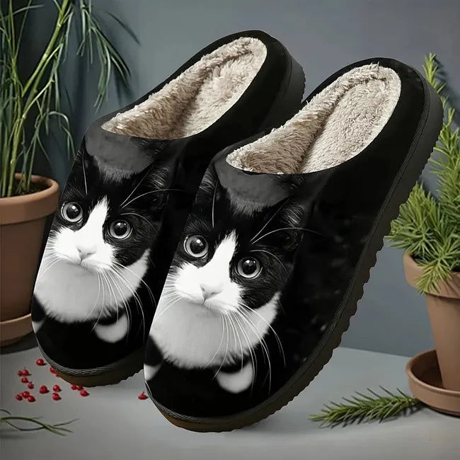Miane – Elegante Hausschuhe Mit Katzenmuster