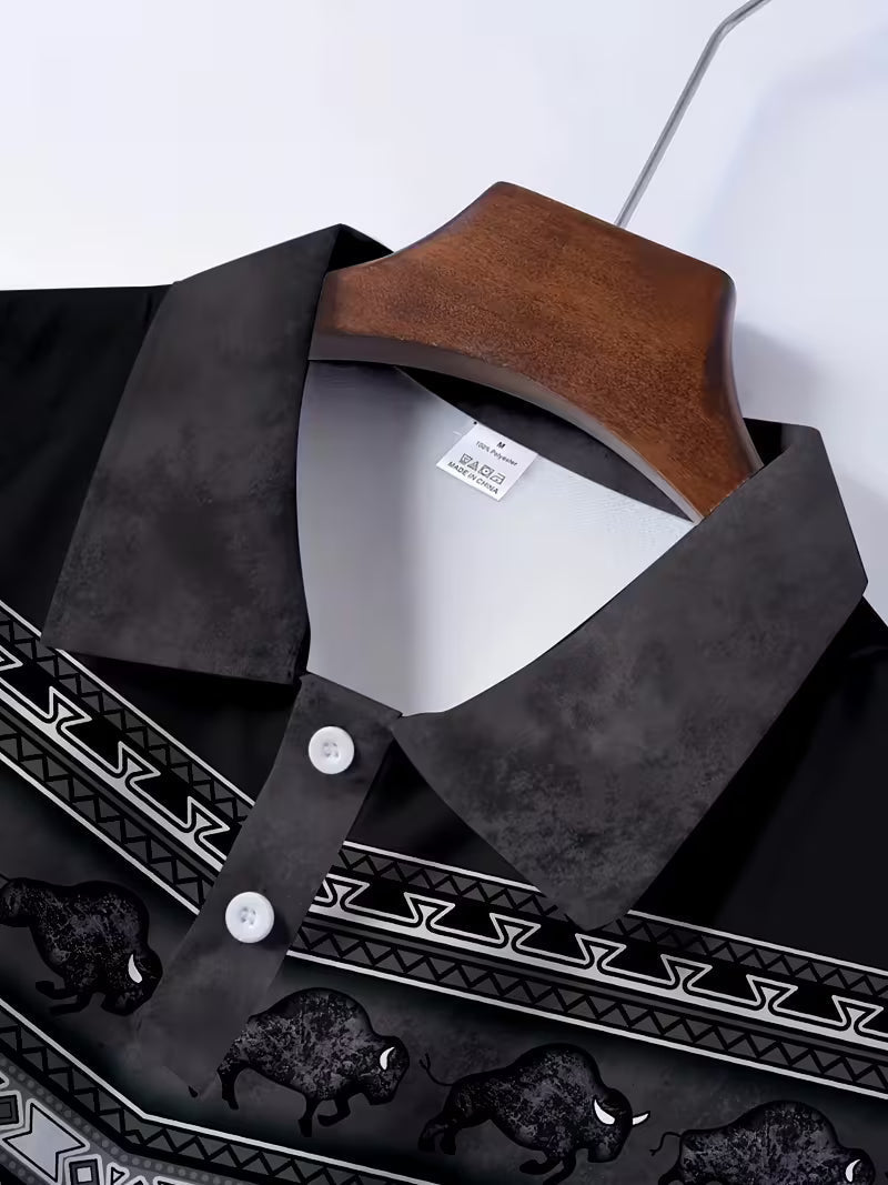 Tamas – Lässiges Vintage Polo Hemd Mit 3D-Druck