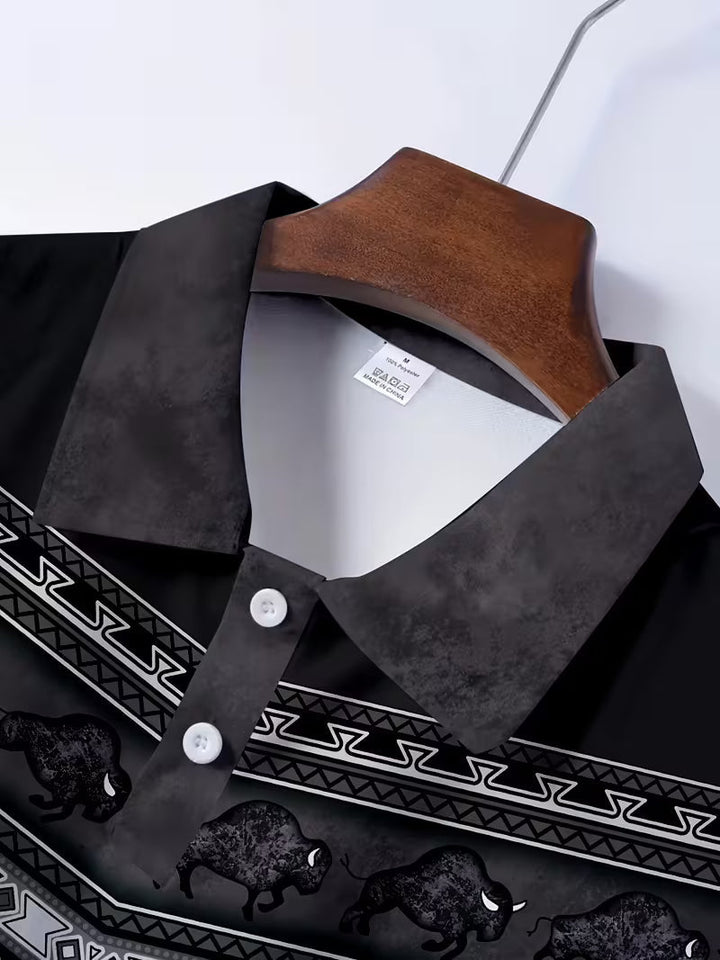 Tamas – Lässiges Vintage Polo Hemd Mit 3D-Druck