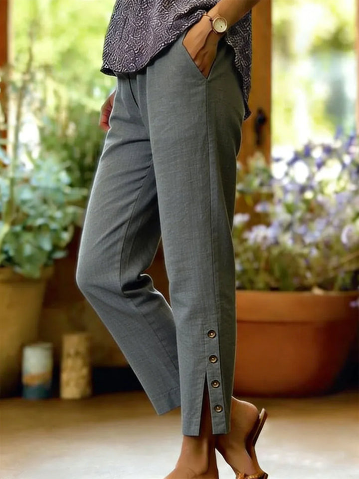 Kileza – Lässige, Locker Sitzende Hose Mit Knöpfen