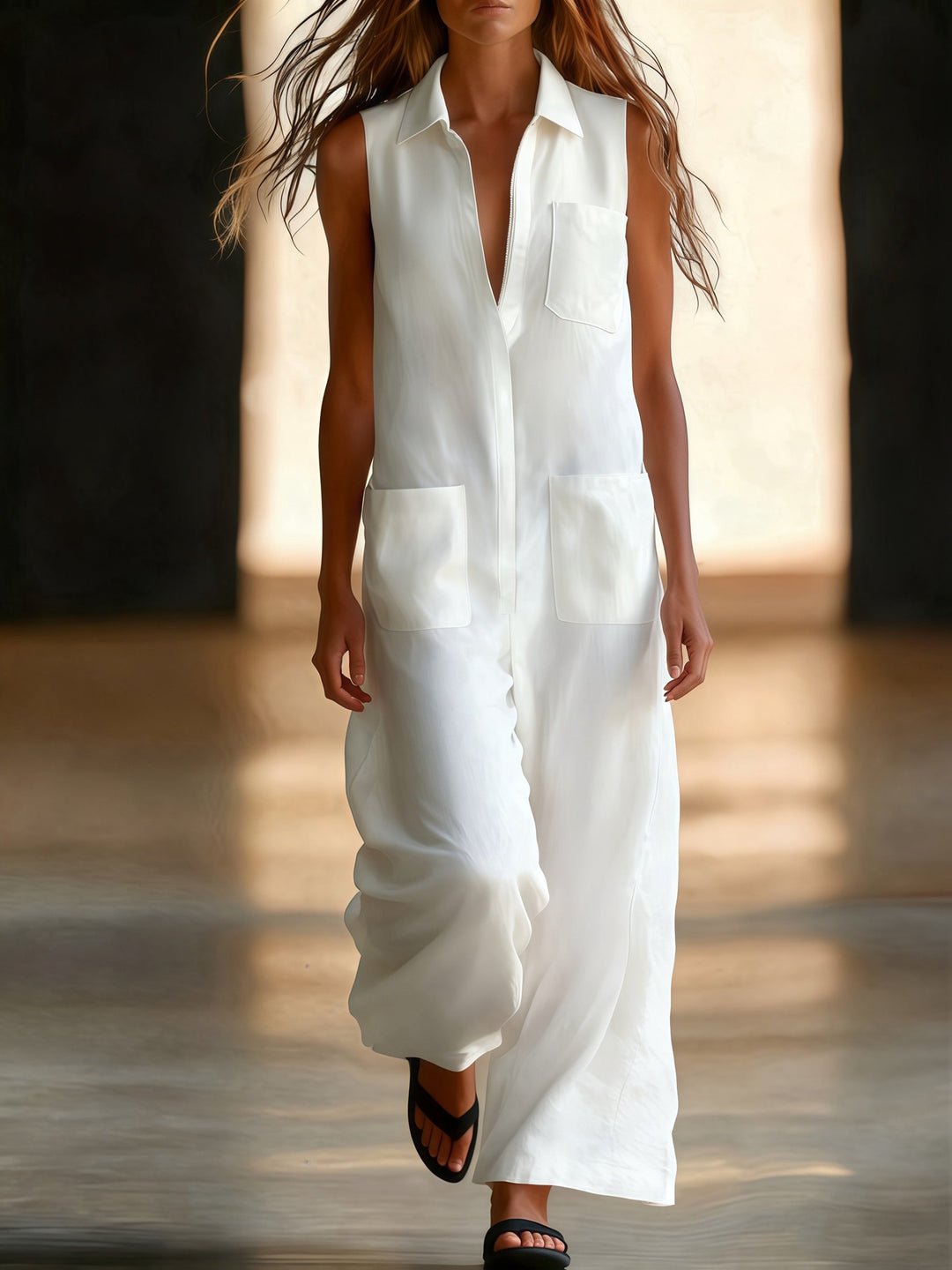 Kristiana - Lässiger Overall Mit Weitem Bein Und Tasche