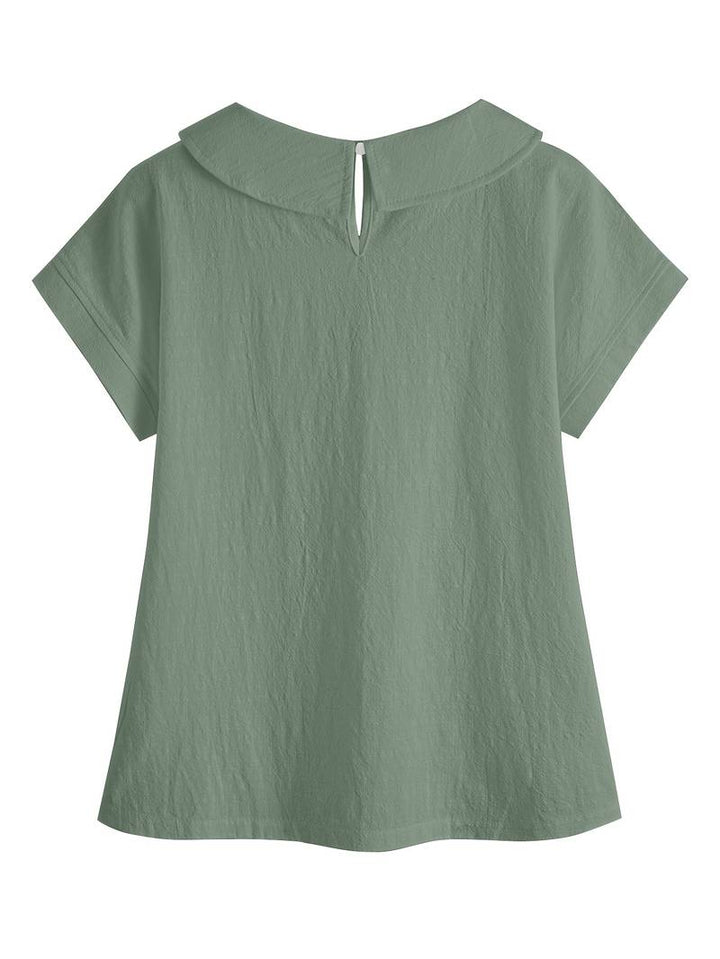 Krischelle - Kurzärmeliger Pullover Mit Spitzenbesatz am Revers