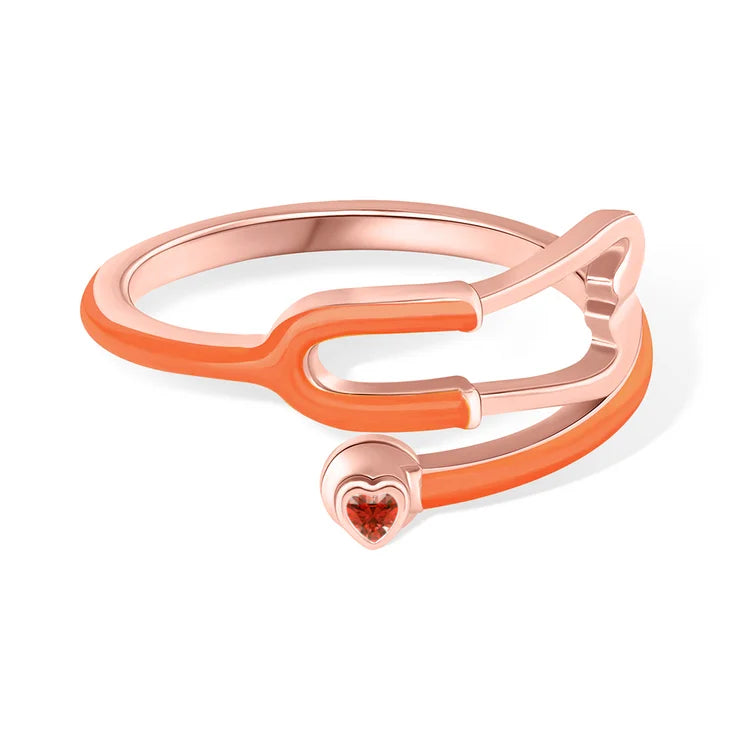 Caitleen – Stethoskop Ring Mit Herz Geburtsstein