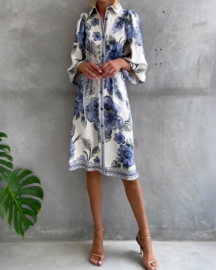 Nylera – Kleid Mit Laternenärmeln Und V-Ausschnitt