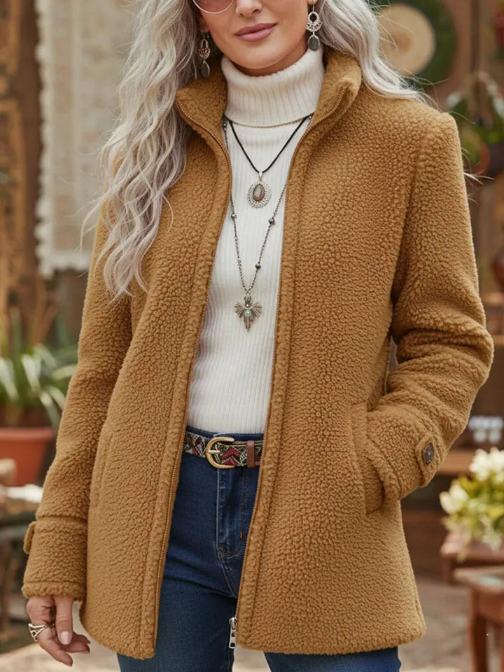 Mamie – Weiche, mittellange Jacke mit Reißverschluss