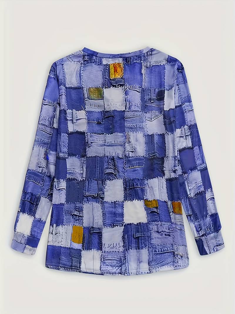 Talya - Lässiges Langarm Oberteil Mit Karomuster