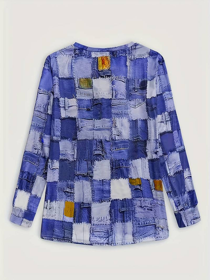 Talya - Lässiges Langarm Oberteil Mit Karomuster