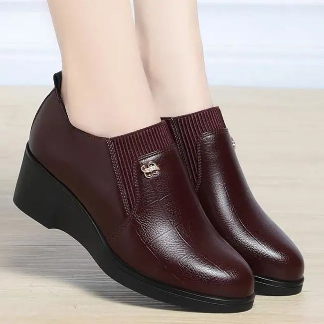 Cyntia - Orthopädische Keilabsatz Schuhe Aus Leder