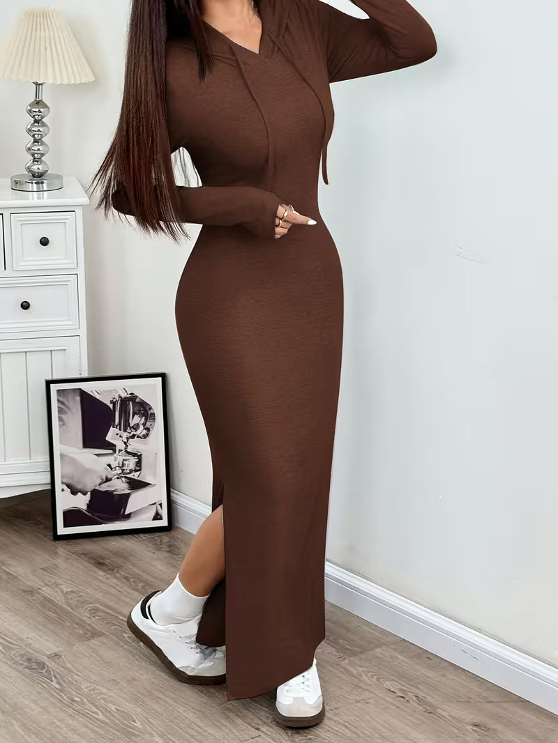 Dahye – Langärmliges Maxikleid Mit Kapuze