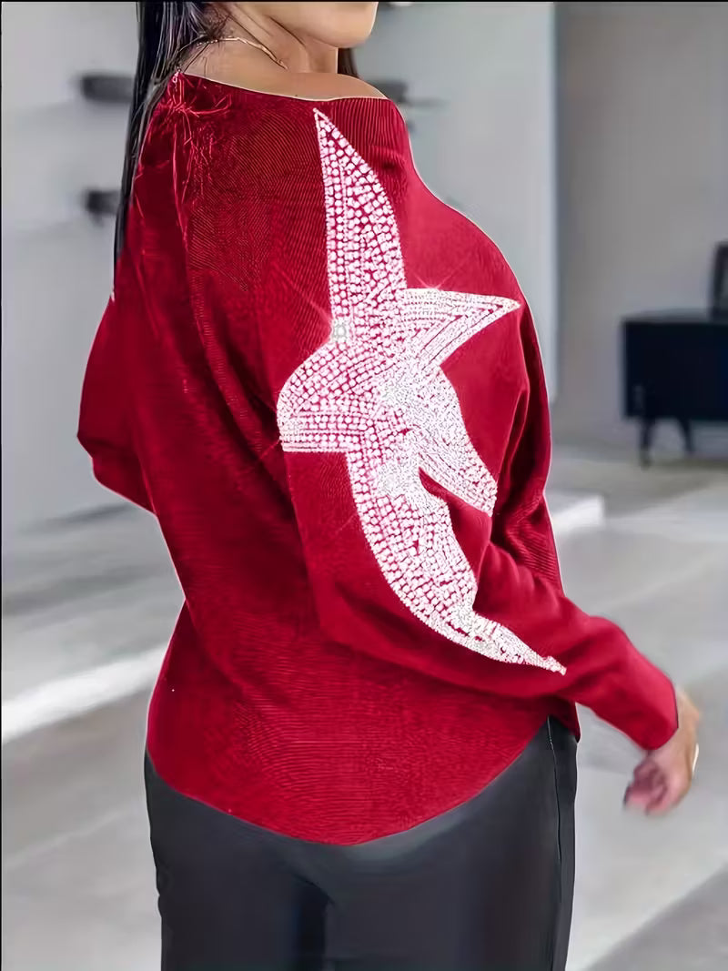 Bernardino - Eleganter Langarm Pullover Mit Sternen Drucken