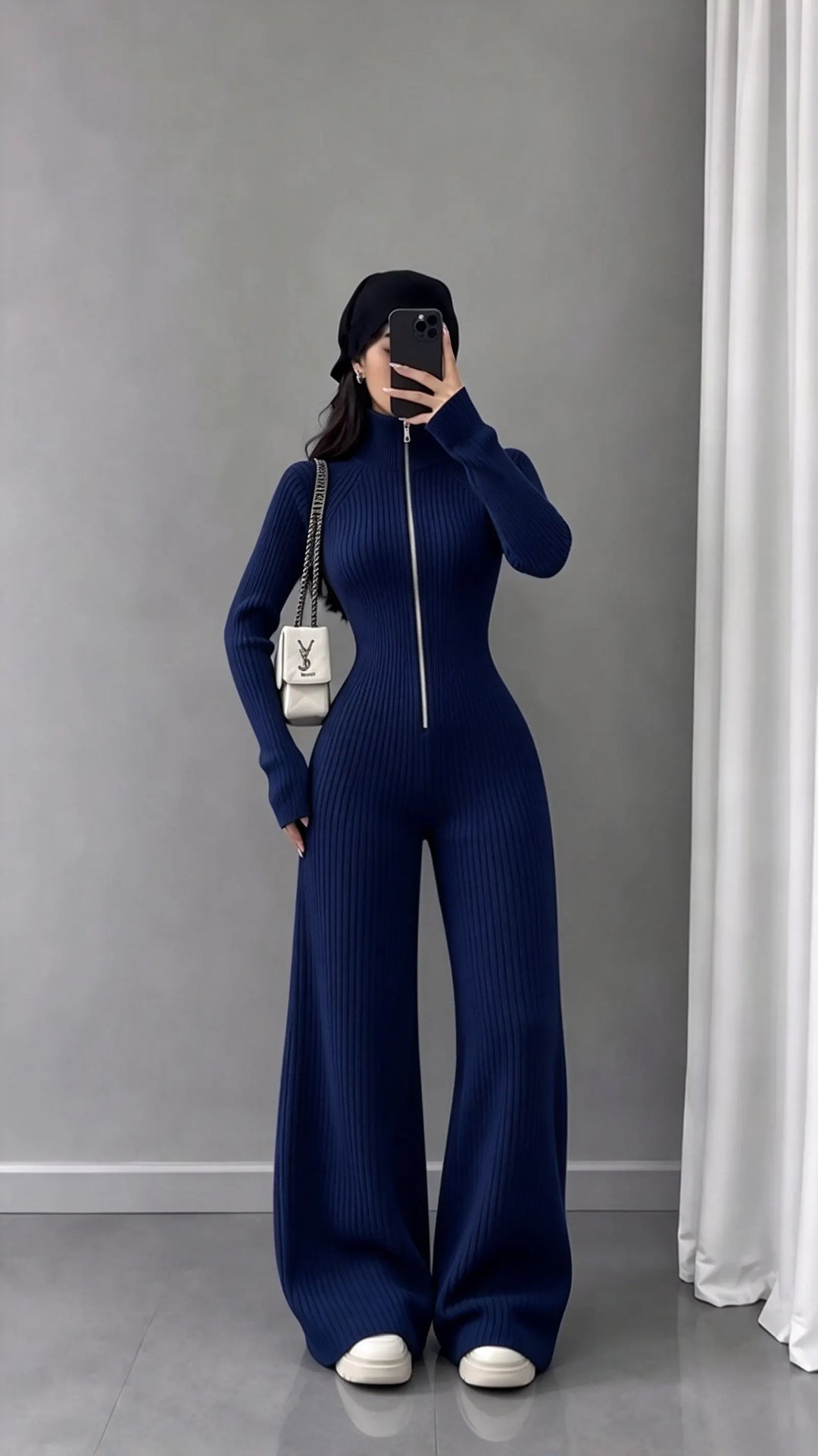 Libby – Overall Aus Geripptem Strick Mit Weitem Bein
