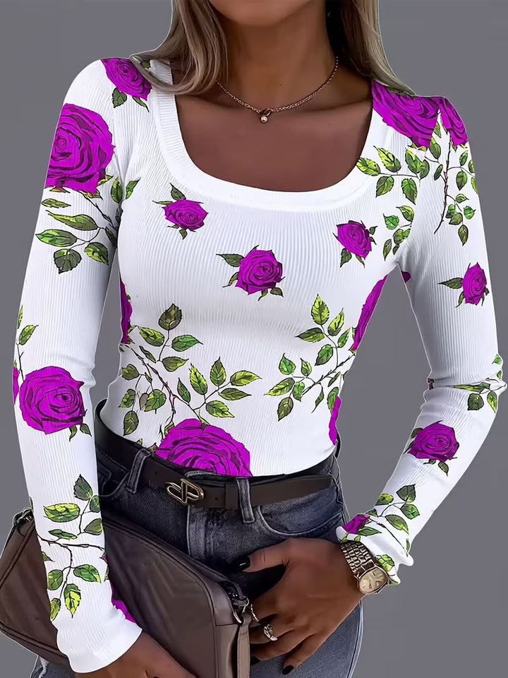 Rabiye – Oberteil mit Blumenmuster und quadratischem Ausschnitt