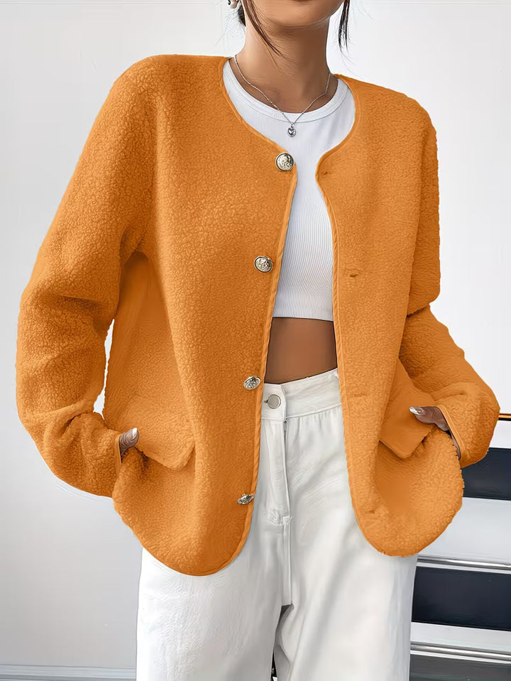 Viktorija - Elegante Jacke Mit Rundhalsausschnitt Und Knopfleiste